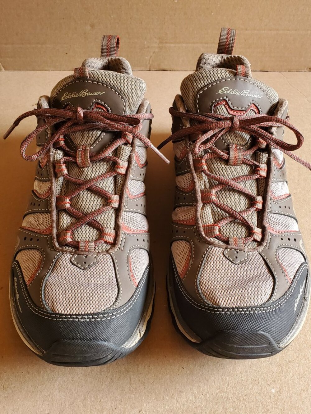Eddie Bauer Hiking Sneakers Men's Shoes Size 10 Vibram Midlite Gray Orange Mesh